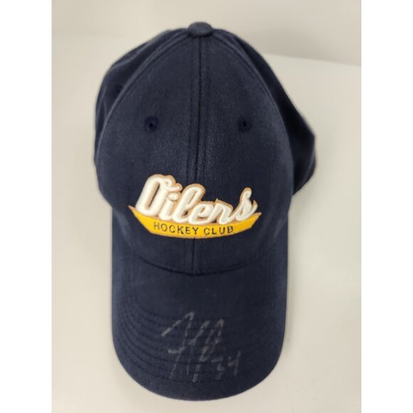 Edmonton Oilers Hockey Club Hat Old Time Hockey Blue Signed #34 Fernando Pisani - Picture 1 of 10